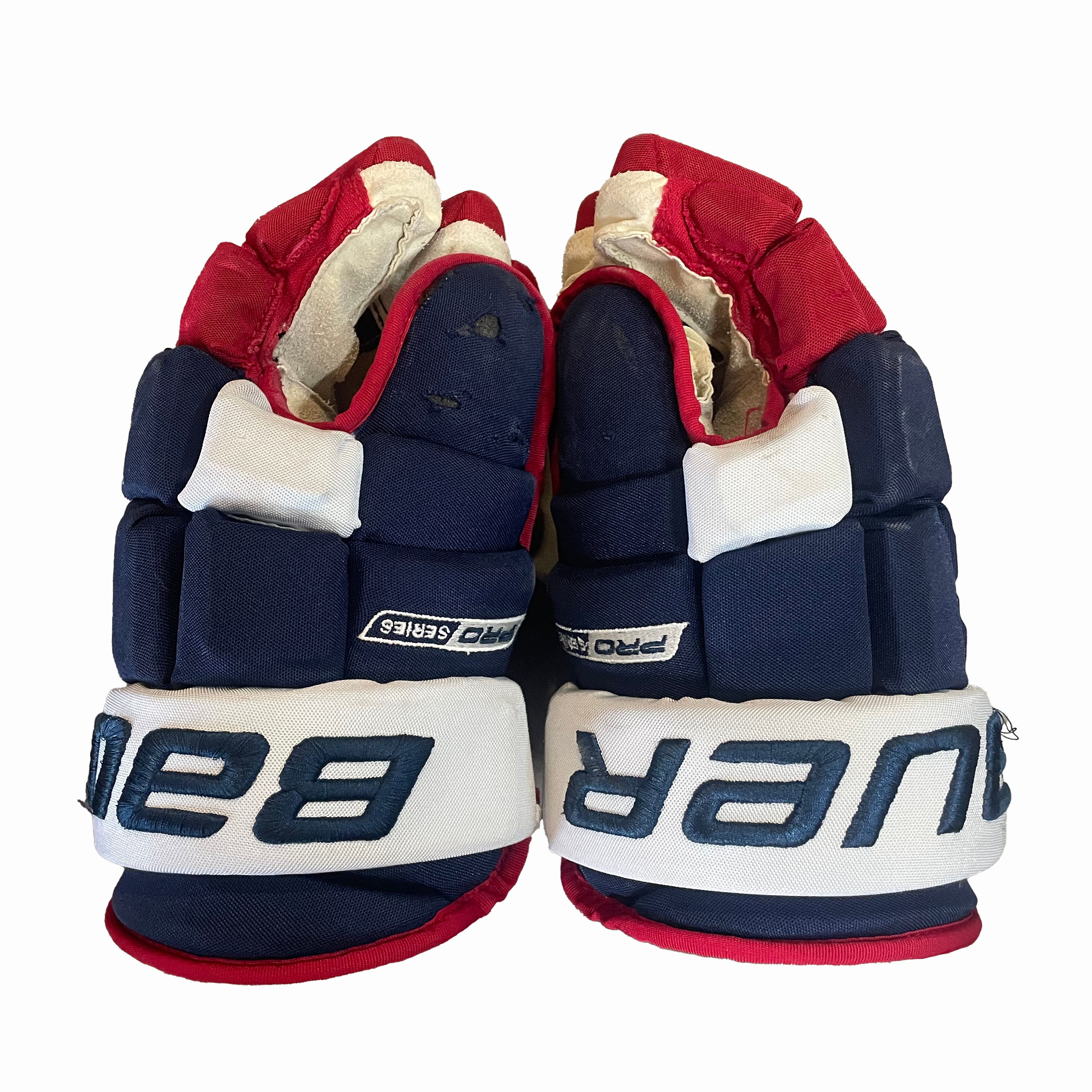 Bauer Pro Series - Gants NCAA Pro Stock d'occasion (bleu marine/rouge/blanc)